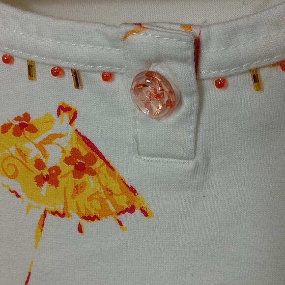 White Cropped Parasol Print Tank size Large - Picture 3 of 8